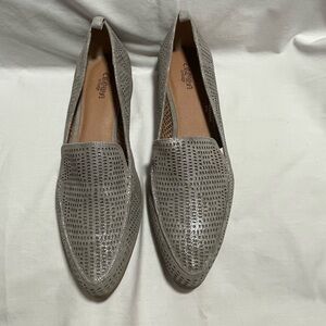 Crown Vintage - Veneta Metallic Silver Leather Open Detail Slip On Loafer SZ 9.5
